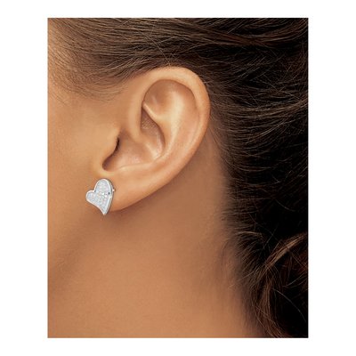 Sterling Silver CZ Heart Pave Stud Earrings – view 4
