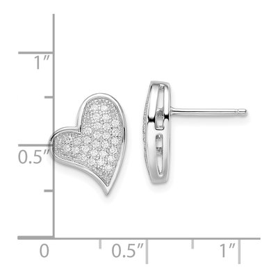 Sterling Silver CZ Heart Pave Stud Earrings – view 5