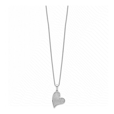 Sterling Silver CZ Pave Heart Pendant Necklace – view 3