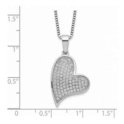 Sterling Silver CZ Pave Heart Pendant Necklace – view 4