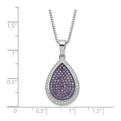 Sterling Silver CZ Clear Teardrop Pendant Necklace – view 3