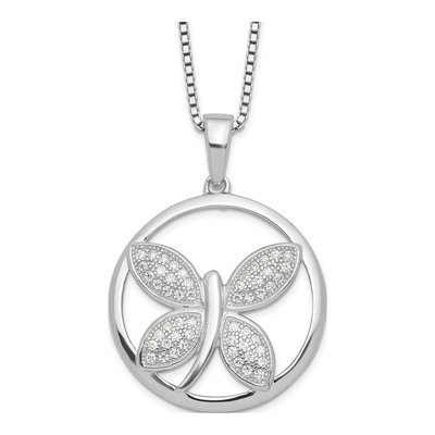 Sterling Silver CZ Butterfly Necklace