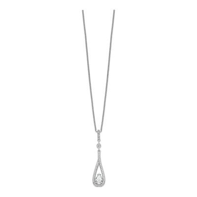 Sterling Silver CZ Teardrop Pendant Necklace – view 3