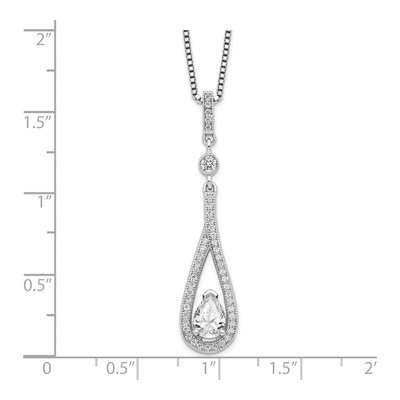 Sterling Silver CZ Teardrop Pendant Necklace – view 4