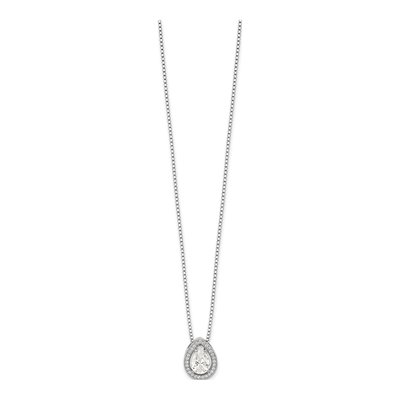 Sterling Silver CZ Teardrop Pendant Necklace – view 3