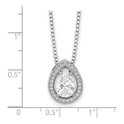 Sterling Silver CZ Teardrop Pendant Necklace – view 4