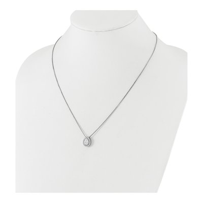 Sterling Silver CZ Teardrop Pendant Necklace – view 5