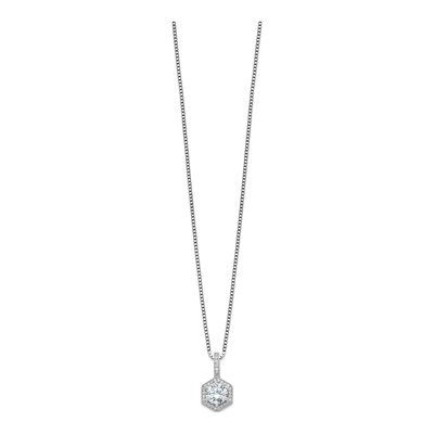 Sterling Silver CZ Hexagon Pendant Necklace – view 3