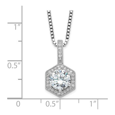 Sterling Silver CZ Hexagon Pendant Necklace – view 4