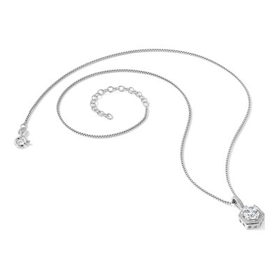 Sterling Silver CZ Hexagon Pendant Necklace – view 5
