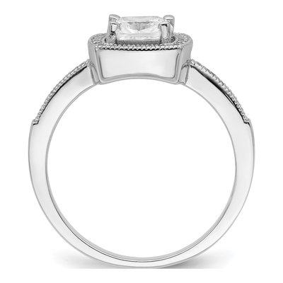 Sterling Silver CZ Halo Pave Engagement Ring – view 3