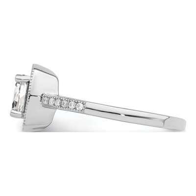 Sterling Silver CZ Halo Pave Engagement Ring – view 4
