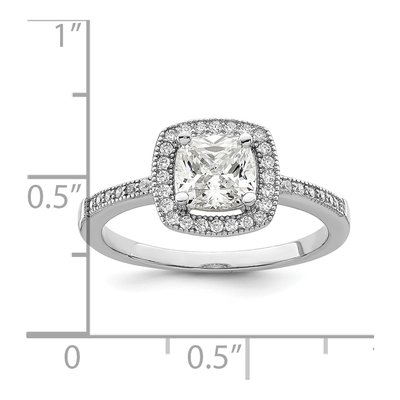 Sterling Silver CZ Halo Pave Engagement Ring – view 5