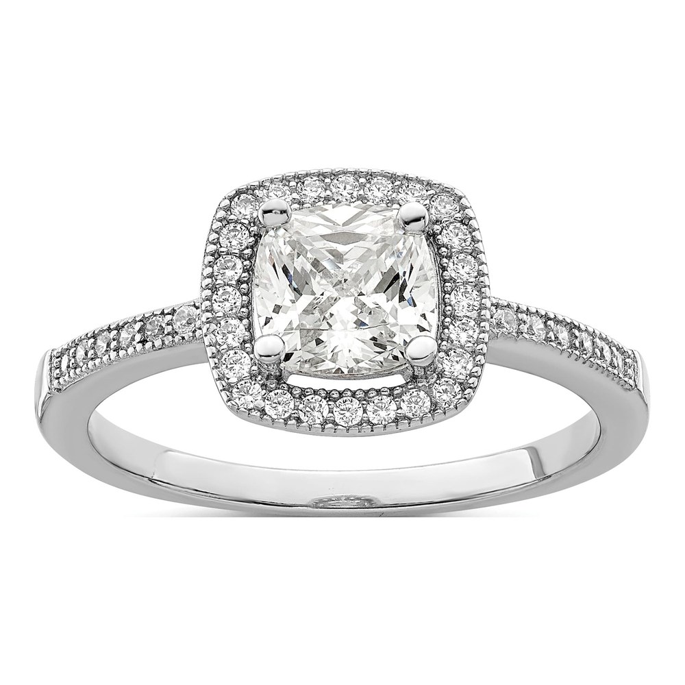 Sterling Silver CZ Halo Pave Ring