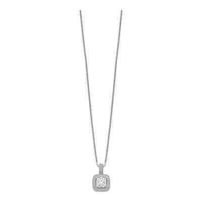 Sterling Silver CZ Halo Pave Pendant Necklace – view 3