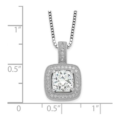 Sterling Silver CZ Halo Pave Pendant Necklace – view 4