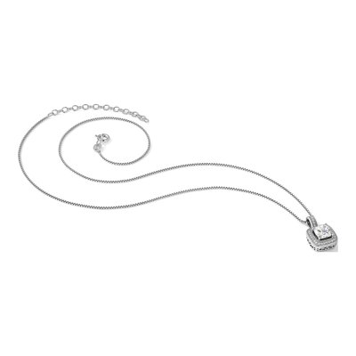Sterling Silver CZ Halo Pave Pendant Necklace – view 5