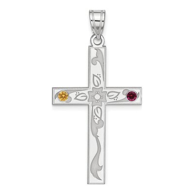 Sterling Silver Personalized Crystal Family Cross Pendant – view 2