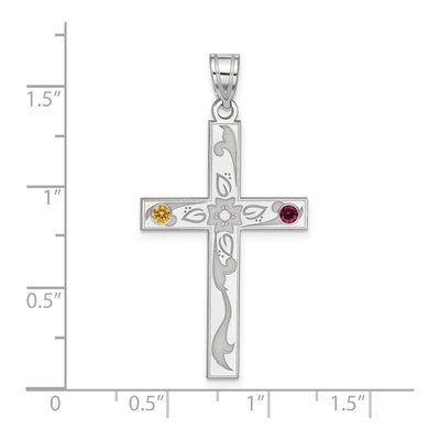 Sterling Silver Personalized Crystal Family Cross Pendant – view 3