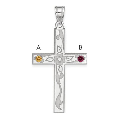Sterling Silver Personalized Crystal Family Cross Pendant