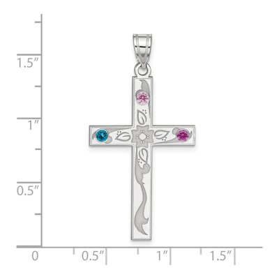 Sterling Silver Personalized Family Cross Pendant – view 3