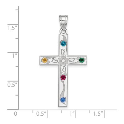 Sterling Silver Personalized Crystal Family Cross Pendant – view 3