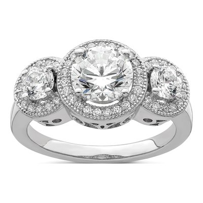 Sterling Silver CZ Micro Pave Engagement Ring
