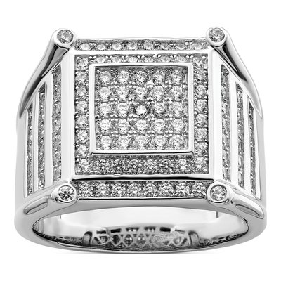 Men's Sterling Silver CZ Pave Ring