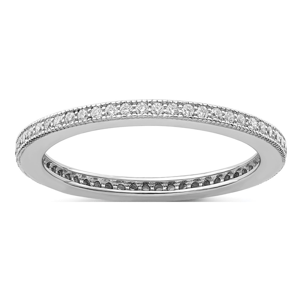 Sterling Silver CZ Pave Eternity Band