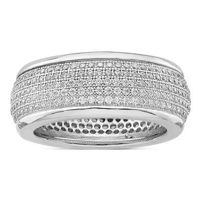 Sterling Silver CZ Pave Wedding Band