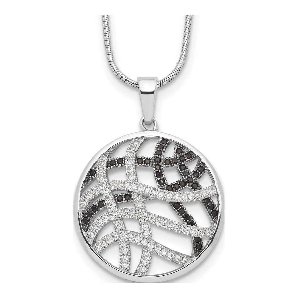 Sterling Silver CZ Pave Pendant Necklace