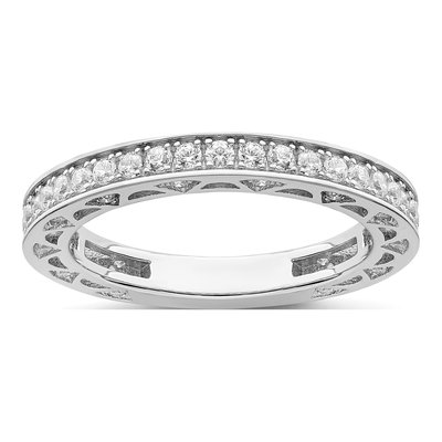 Sterling Silver CZ Micro Pave Eternity Band