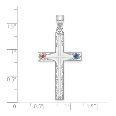 Sterling Silver Personalized Crystal Family Cross Pendant – view 2