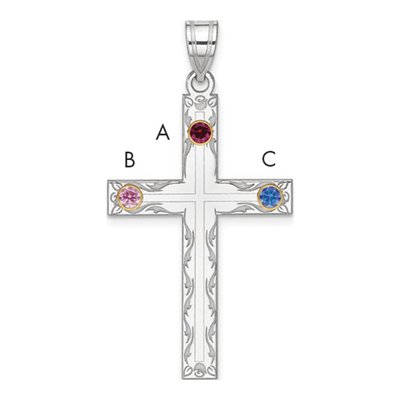 Sterling Silver Family Cross Pendant – view 3