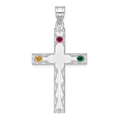 Sterling Silver Personalized Family Cross Pendant – view 2