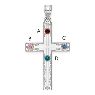 Sterling Silver Personalized Family Cross Pendant – view 3