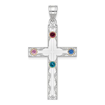 Sterling Silver Personalized Family Cross Pendant