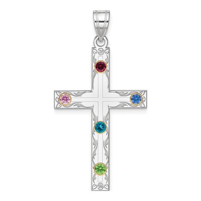 Sterling Silver Personalized Family Cross Pendant