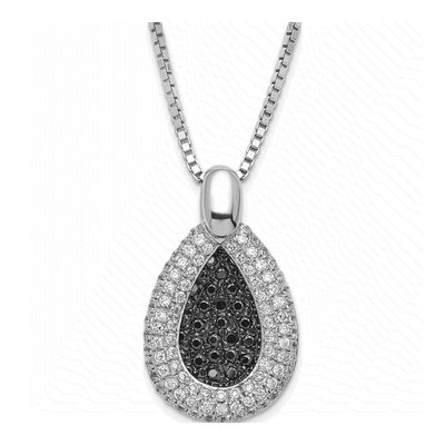 Sterling Silver CZ Clear Teardrop Pendant Necklace