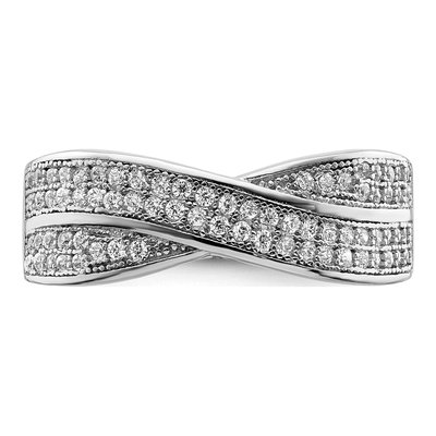 Sterling Silver CZ Criss Cross Pave Ring – view 5