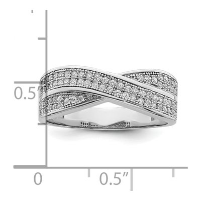 Sterling Silver CZ Criss Cross Pave Ring – view 6