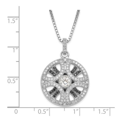 Sterling Silver CZ Clear Circle Pendant Necklace – view 4