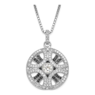 Sterling Silver CZ Clear Circle Pendant Necklace