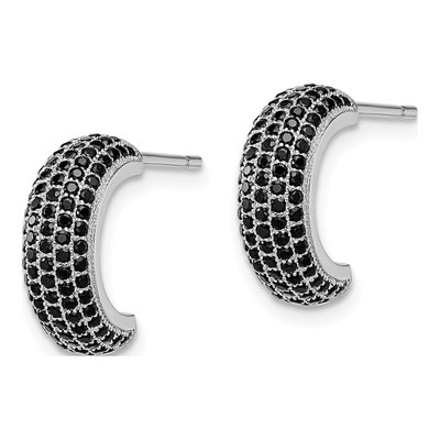 Sterling Silver 15mm CZ Pave Hoop Earrings – view 3