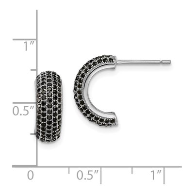 Sterling Silver 15mm CZ Pave Hoop Earrings – view 5