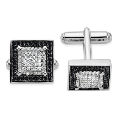 Men's Sterling Silver Pav CZ Cuff Links