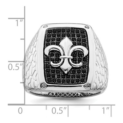 Men's Sterling Silver CZ Pave Fleur de Lis Ring – view 5