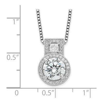 Sterling Silver CZ Micro Pave Halo Pendant Necklace – view 4