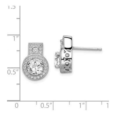 Sterling Silver CZ Micro Pave Halo Button Stud Earrings – view 5