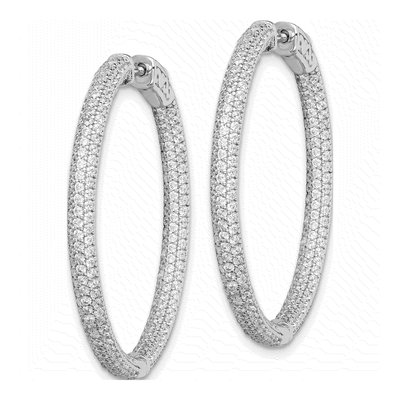 Sterling Silver 38mm CZ Pave Inside-Out Hoop Earrings – view 3